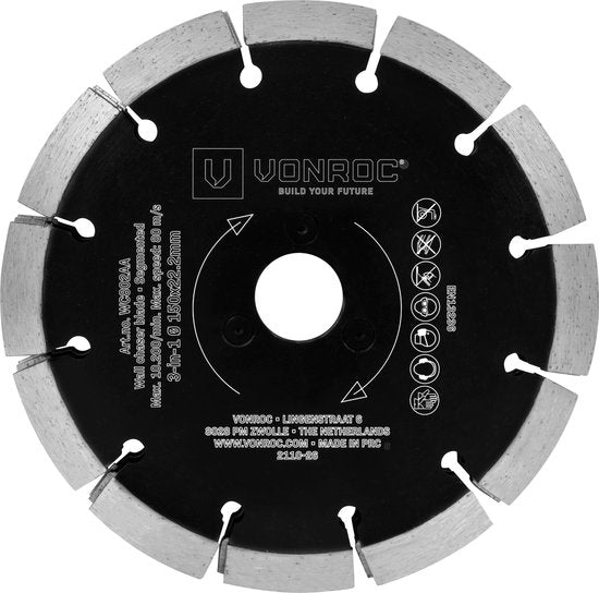 VONROC Lame de scie diamantée 3-en-1 - 150x22.2mm - Pour trancheuse VONROC PRO WC503AC