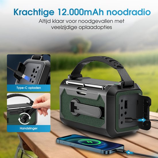Novalance Emergency Radio - Solar Rewindable 12,000mAh - MODEL 2025 - Solar powerbank - Survival Emergency Kit - Flashlight - Emergency kit - Emergency ration - Radio