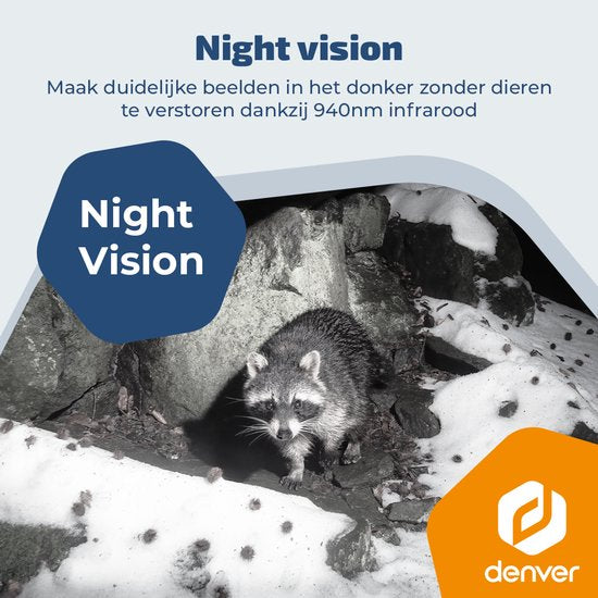 Caméra de surveillance Denver avec vision nocturne et Wi-Fi - 4K Ultra HD - 48 Mpx - Wi-Fi - Application pour smartphone - Écran LCD - Panneau solaire rechargeable - WSW8120 - Modèle 2026