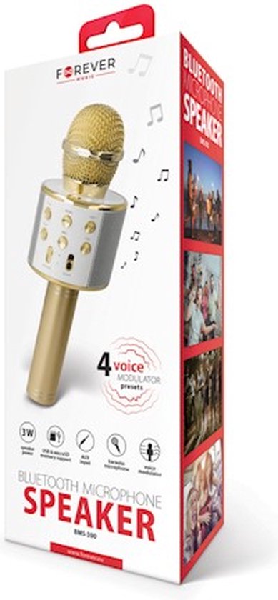 Microphone Bluetooth Forever avec haut-parleur BMS-300 doré