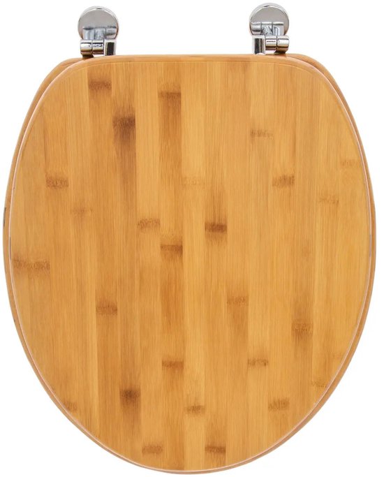 5Five Siège de WC Woody - marron - bois de bambou - universel - siège de WC standard - charnières en zinc