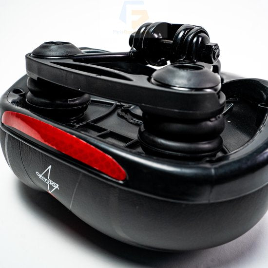 Selle de vélo Voltano avec coussinets en gel - Noir/Rouge - Découpe - Suspension - Unisexe - Sangle de selle incluse