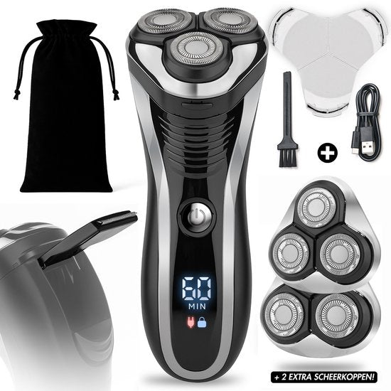 Rasoir 2-en-1 pour hommes avec tondeuse S1111 + 2 têtes de rasage supplémentaires - Sansbeauté® - Wet & Dry - Tondeuse de précision - Électrique - Rasoir électrique - Résistant à l'eau