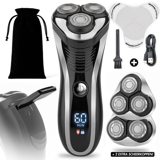 Rasoir 2-en-1 pour hommes avec tondeuse S1111 + 2 têtes de rasage supplémentaires - Sansbeauté® - Wet & Dry - Tondeuse de précision - Électrique - Rasoir électrique - Résistant à l'eau