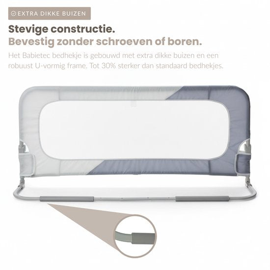 Barrière de lit Babietec réglable et pliable – Extra longue 150 cm – Barrière de lit – Sommier – Protection anti-chute – Barrière de lit – Gris foncé
