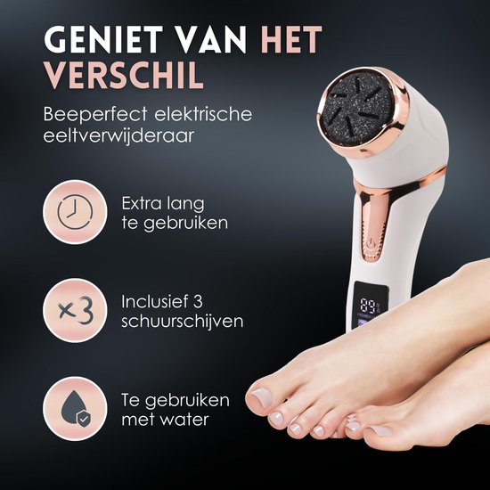 Beeperfect® Extracteur de callosités électrique avec système d'aspiration - Lime à pieds - Lime à callosités - Étanche IPX7 - Comprend 6 disques à callosités - Ensemble de pédicure gratuit