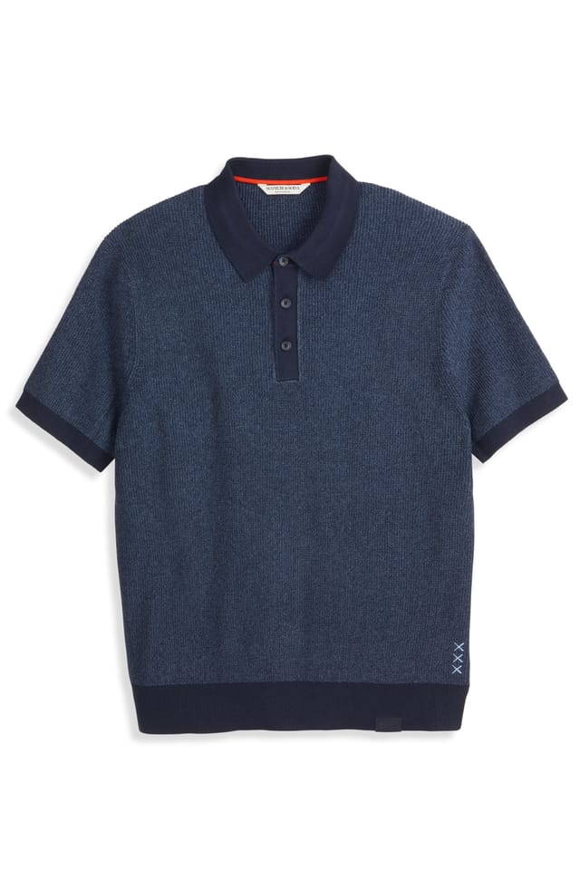 Polo-pull Scotch & Soda « Sky Captain » - Mélange de coton recyclé - Bleu foncé - S