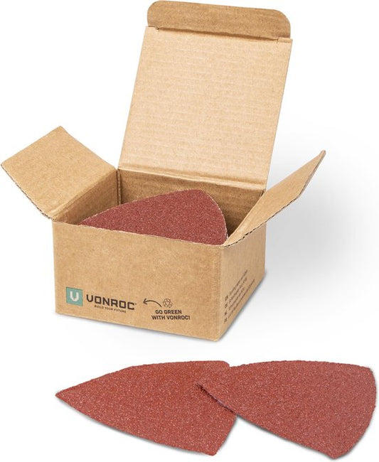 VONROC Papier de verre pour multitool - Lot de 50 - 82mm - Granulométrie K60, K80, K100, K120 et K240