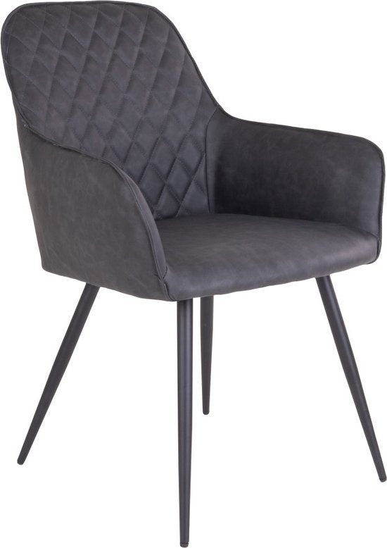 House Nordic Harbo Dining Chair Vegan Leather Dark Grey - Set of 2