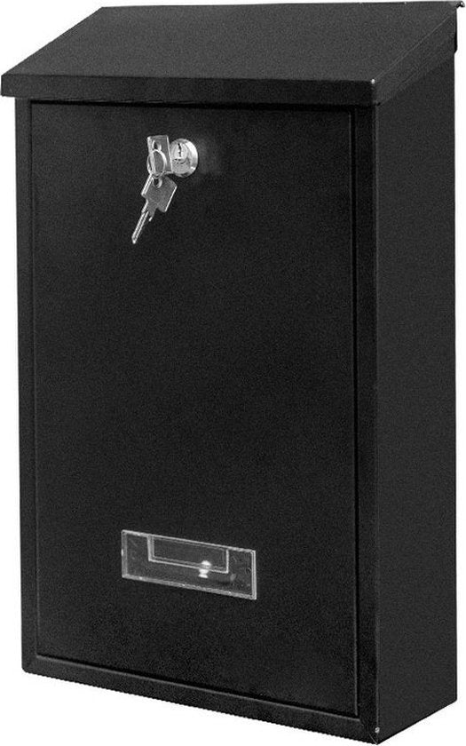 BRASQ Boîte aux lettres noire - Boîte aux lettres murale avec serrure - Boîtes aux lettres - Boîte aux lettres moderne avec plaque signalétique - avec matériel de montage et 2 clés - cylindre de serrure - acier inoxydable
