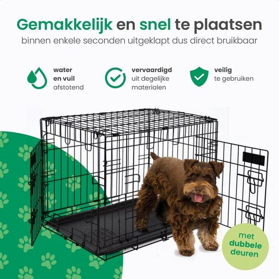 Cage Pliable pour Chiens - Gopets - Taille L - Avec Coussin - 2 Portes - 91 x 57 x 64 cm