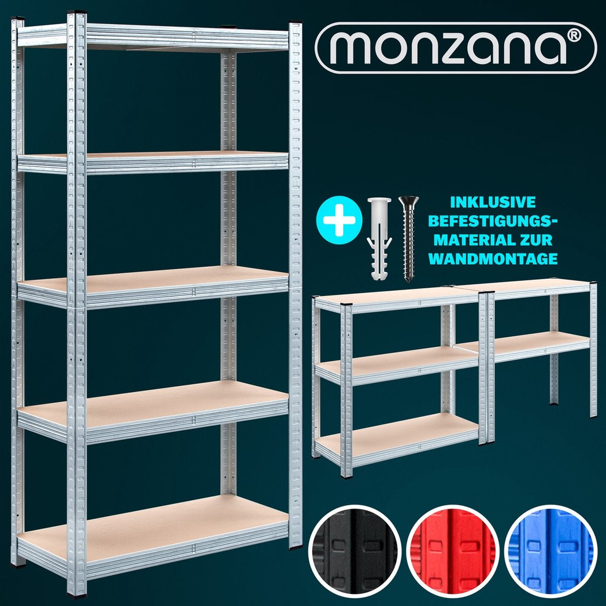 Armoire de rangement/étagère en métal 2 pièces avec 5 étagères - Capacité de charge de 875 kg - (HxLxP) 180x90x40 cm - 175kg par étagère