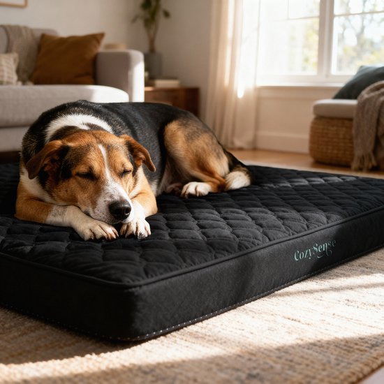 CozySense® - Coussin orthopédique pour chien 100 X 70 cm - Taille XL - Imperméable - Convient comme coussin de banc et lit pour chien - Noir
