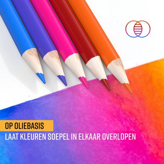 NAPI 72 Crayons de couleur avec cours vidéo - Set professionnel - Crayons à base d'huile - Set de dessin pour adultes et enfants