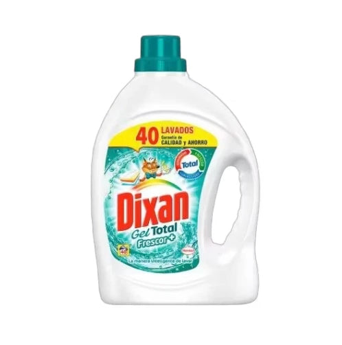 Dixan Gel Total Frescor+ Détergent Liquide - 2.48 L - 4 Bouteilles - 160 Lavages - Pour le linge blanc et de couleur