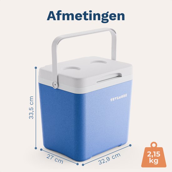 TRVLMORE Cool Box 14L - 47 heures de réfrigération - Frigobox - Elément réfrigérant inclus - Cool Box Small - Bleu