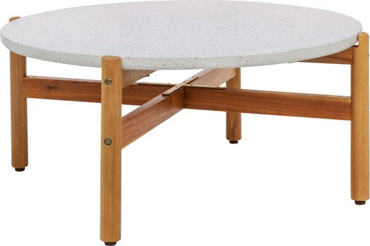 Table basse Naturel/Blanc - Bois d'acacia et pierre - 84,5x84,5x38,5 cm - Table basse Terracina - House Nordic