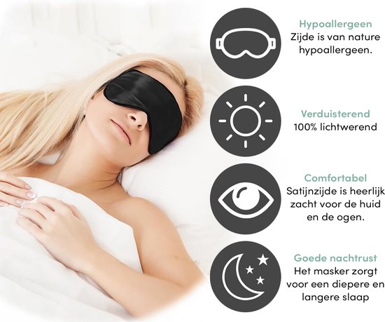 Loti Premium Silk Sleep Mask + Storage Pouch - 100% Darkening Eye Mask - Adjustable - Blindfold - Silky Soft - Anti-wrinkle - Eye Mask - Sleep Mask - Black