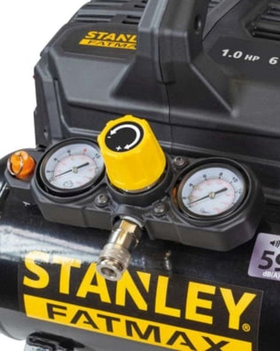 Compresseur professionnel Stanley Fatmax, compresseur d'air sans huile, silencieux, horizontal, 1 ch, 8 bar, cuve 6 L