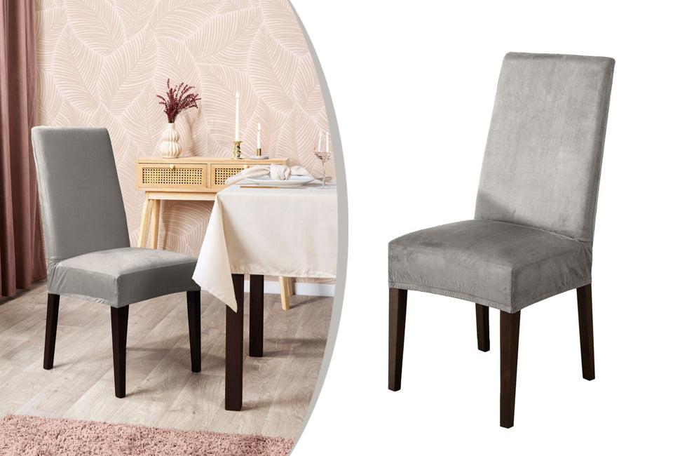 H&C housses de chaise élégantes - Lot de 2 - Gris clair