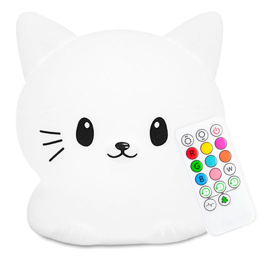 Veilleuse Chat pour enfants Sleepy Friends - 8 Couleurs - Rechargeable par USB - Dimmable - 95.2 x 97.4 x 100 mm - Gris
