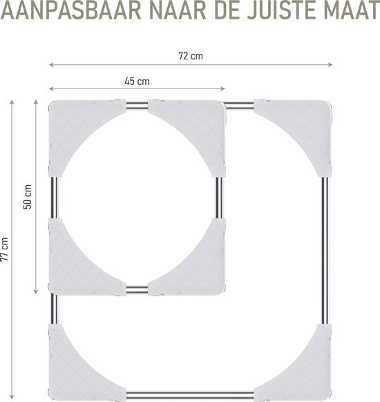 Noswo Relevage de lave-linge - Jusqu'à 300 KG - Multitool réglable - Amortisseurs anti-vibration - Convient également pour le lave-vaisselle, le réfrigérateur, le congélateur et le sèche-linge - 45/63 x 11/13 cm