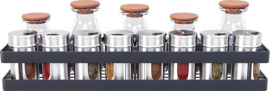 Noswo Portoir à Herbes à Suspendre - Portoir à Herbes pour Pots à Herbes - Portoir de Cuisine à Suspendre - 40 cm - Noir