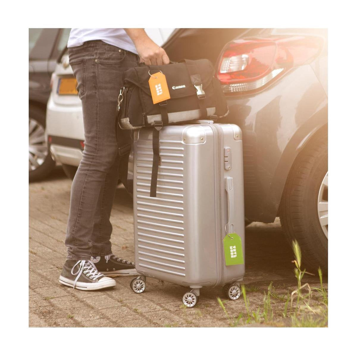 TRVLMORE Etiquette de bagage - Cuir - Pour valises et sacs - 7 pièces - Plusieurs couleurs