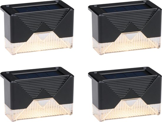 Grundig Solar Garden Lights 4 Pieces - Lampe solaire pour l'éclairage des terrasses et des clôtures - Lumière d'ambiance blanc chaud - Eclairage de jardin avec matériel de montage - 6-8 heures d'autonomie - Noir