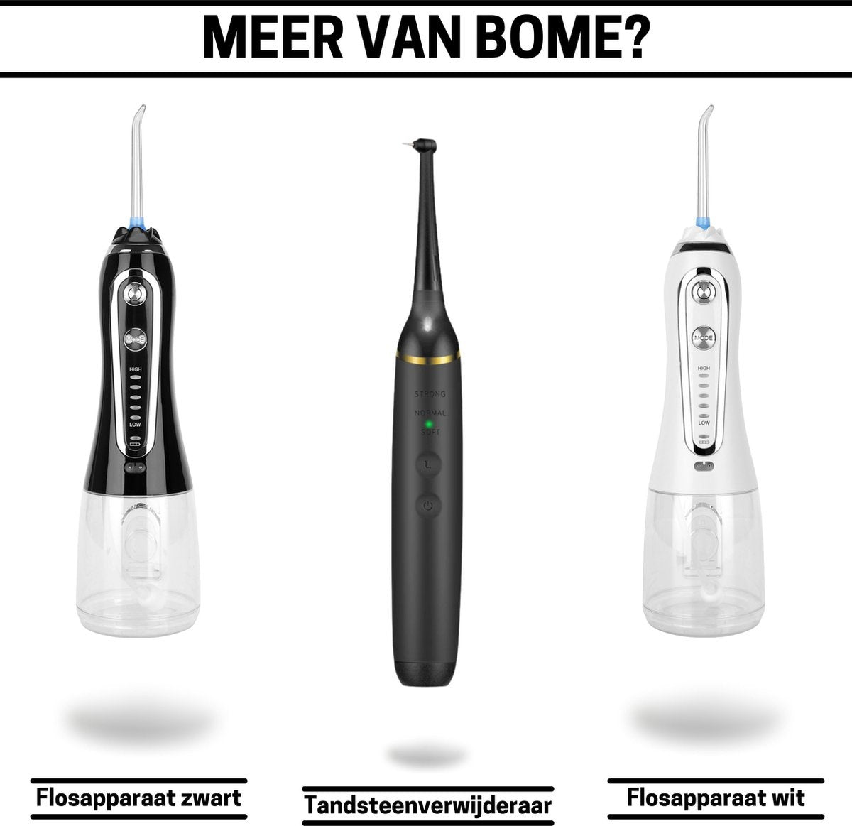 BOME Water Flosser with 7 Attachments - Oral Wash - Prevent Tartar - Cordless - 5 Stages - White