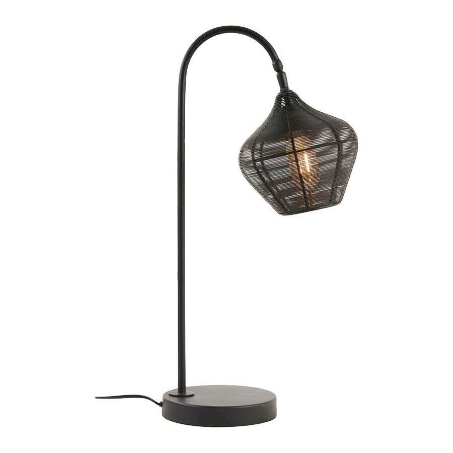 Light & Living Lampe à poser Bendigo - Lampe à arc industrielle - Noir mat - E27 - 61 cm de haut