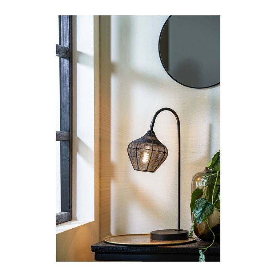 Light & Living Lampe à poser Bendigo - Lampe à arc industrielle - Noir mat - E27 - 61 cm de haut