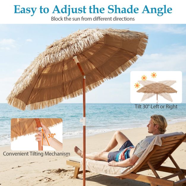 Parasol de plage Coast Hawaii - Inclinable et réglable - 175 cm - Avec sac de transport