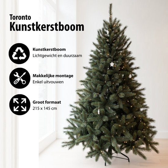 Black Box Trees Toronto - Sapin de Noël Deluxe - Silhouette imposante avec 1 282 branches - Décoration de Noël d'intérieur - Sapin artificiel en plastique - H 215 x Ø 145 cm - Vert