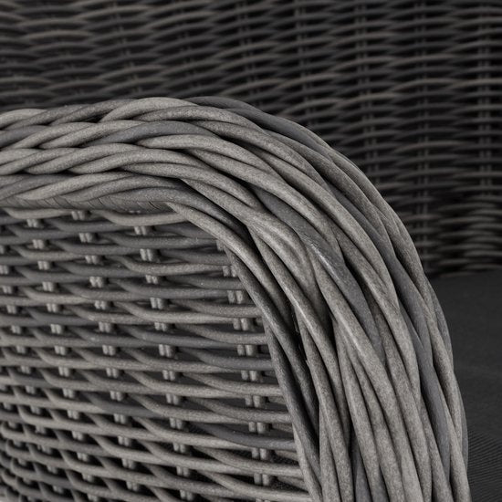 tectake - Fauteuil à bascule en osier Rovigo avec pouf Vibo - gris - poly-rattan