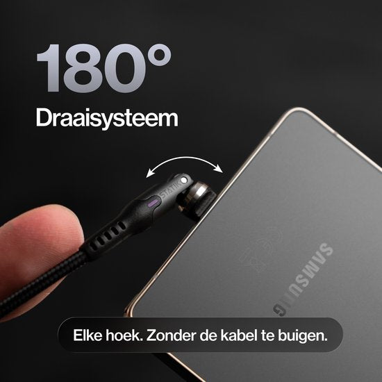 Câble USB-C vers USB-C Statik PowerPivot Pro, 2 m - 100 W - Transfert de données à 480 Mbps - Tressé en nylon - Noir