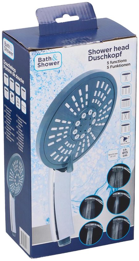 Pommeau de douche Bath & Shower - 5 réglages - Ø 15 cm