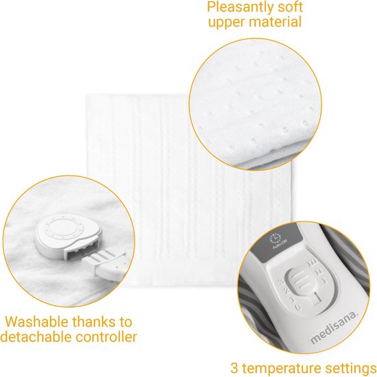 Medisana HU 665 Couverture chauffante électrique - couverture chauffante - 3 niveaux de chaleur - couverture pour une personne - couverture chauffante - 80 x 150 cm - couverture chauffante électrique
