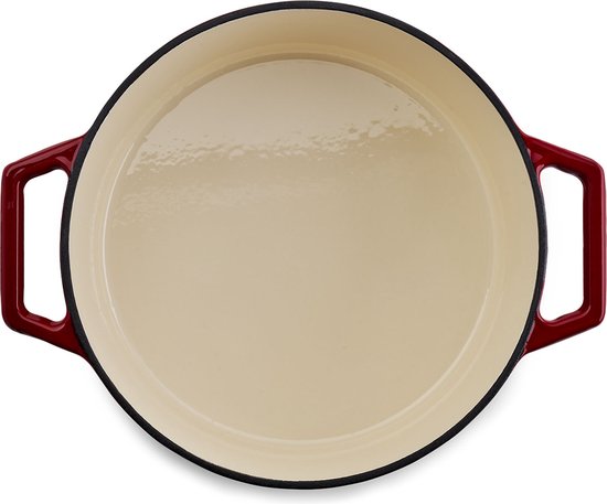The Tasman Dutch Oven et Grill - Cocotte - Fonte recyclée - avec couvercle traditionnel et couvercle grill - Ø 29 cm – Rouge