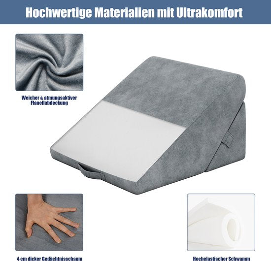 COSTWAY : oreiller triangulaire, coussin de lecture, coussin de dos, coussin pour les jambes, housse en mousse à mémoire de forme, lavable, coussin anti-reflux, pour adultes, coussin d'assise pour lit, ergonomique, coussins Venus, coussin de détente pour
