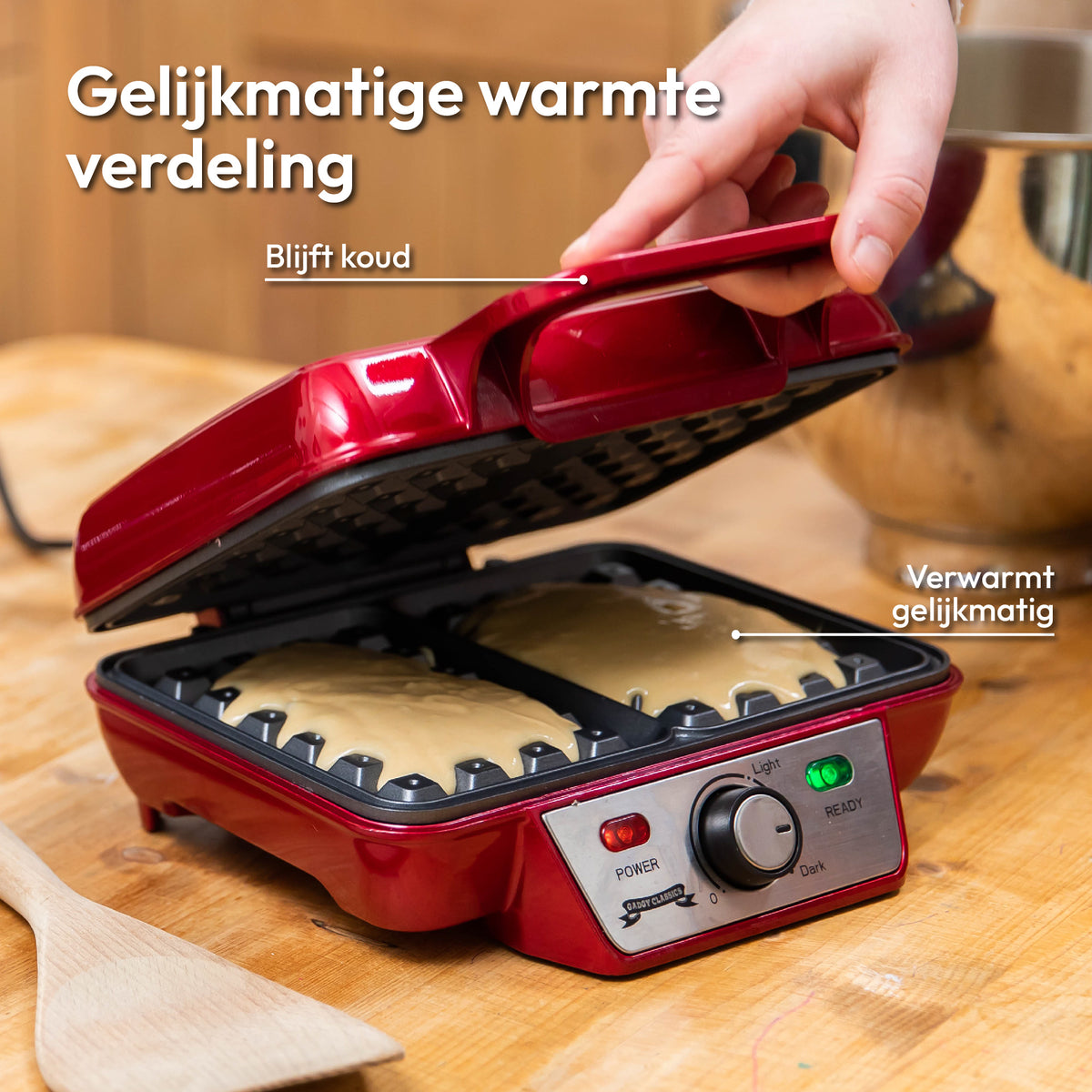 Gadgy Wafelijzer - Wafelmaker 2 Wafels per keer - Waffle Maker - Anti-Aanbaklaag - 1000 Watt - Regelbare Thermostaat