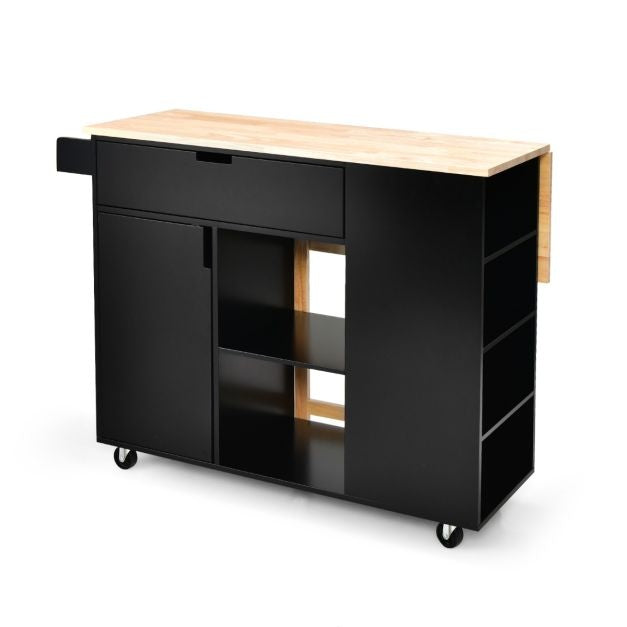Coast Kitchen trolley chariot de service sur roulettes - Chariot pour îlot de cuisine - 124 x 43 x 92 cm - Noir