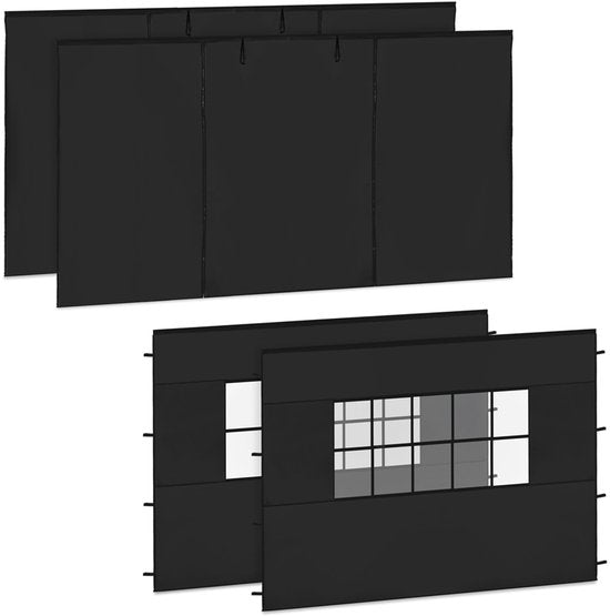 Ensemble de parois latérales VONROC - 3 x 4,5 m - Pour tente de fête Premium PT502XX - Imperméable - Protection UV 50+ - Noir