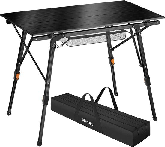tectake®- Table de camping en aluminium table de camping - pliable - réglable en hauteur - LxLxH : env. 90x52x47cm - noir - 404983