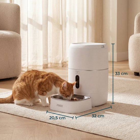 Mangeoire automatique Princess - Smart 6 litres – Chat et chien - Commande via application - Repas programmables - Bol en acier inoxydable - Sans BPA - Antidérapant - Batterie de secours - Distributeur automatique de nourriture - 610060