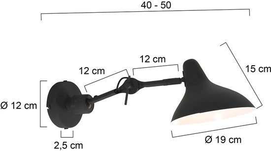 Applique murale Anne Light & home Kasket - Noir