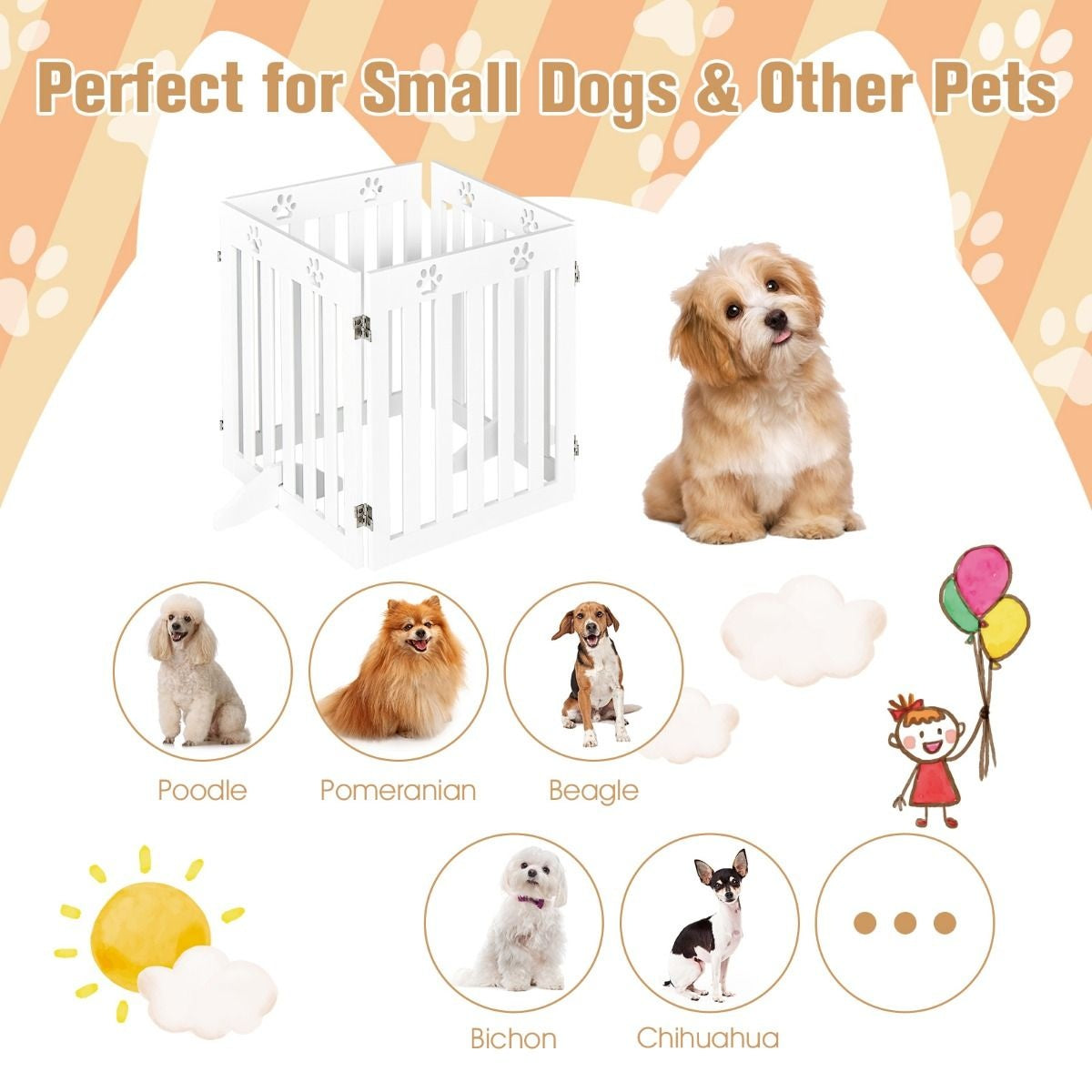 Coast Pet Fence - Bois - 60 cm - Pliable - Blanc
