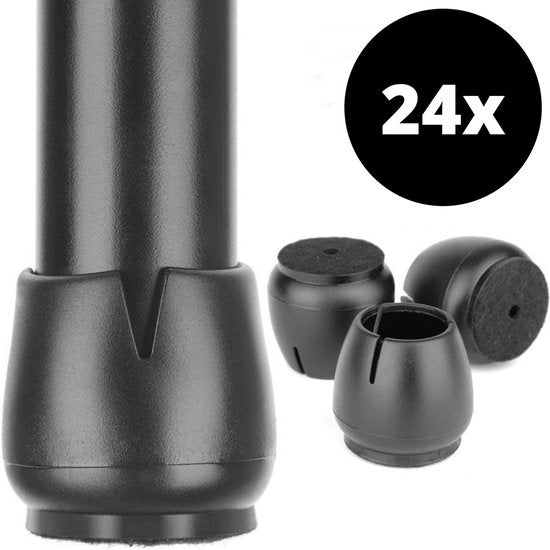 Protecteurs de pieds de chaises Protecteur de sol Ø17-21 mm - Capuchons de pieds de chaises Capuchons de meubles 24 pièces - Capuchons de chaises ronds Protecteur de sol Chaises - Earkings Black