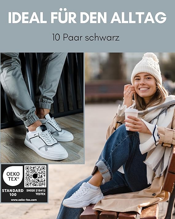 Heroic 10 paires de chaussettes de sport premium pour hommes et femmes - Ensemble de chaussettes courtes en coton peigné - Taille 47-50