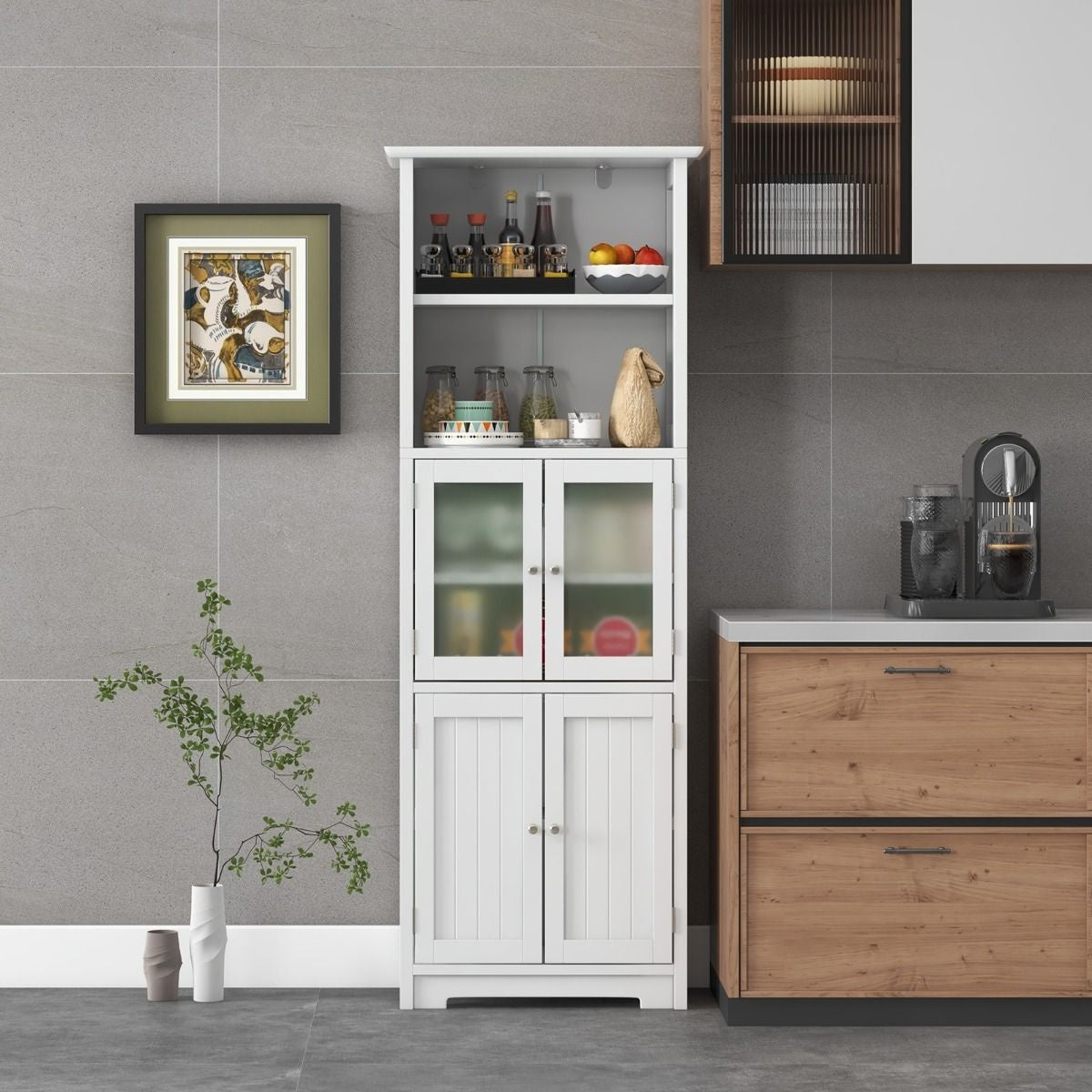 Coast Armoire de toilette - MDF avec verre - 60 x 30 x 163 cm - Blanc